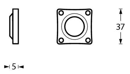Intersteel deurklink Ton 222 met rozet 38x38x7mm messing gelakt/ebbenhout - Afbeelding 3