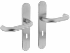 Deurkruk Rond op verdekt schild Ovaal SL56 mm RVS