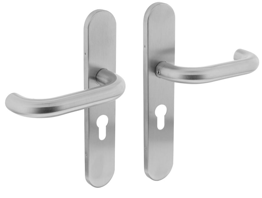 Deurkruk Rond op verdekt schild Ovaal PC72 mm RVS