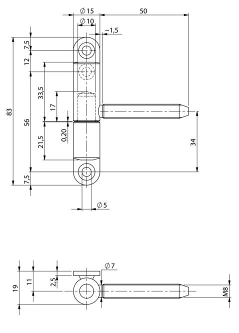 Renovatiescharnier voor opschroeven/inboren - Afbeelding 2