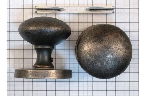 Draaiknopset voor deur oud zilver