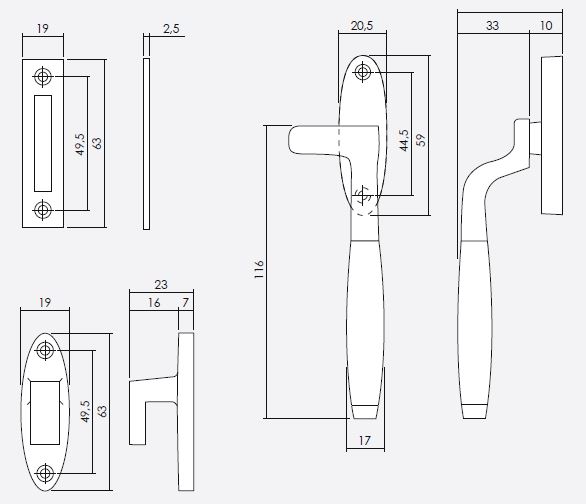 Intersteel raamsluiting Ton Model rechts nikkel/ebbenhout - Afbeelding 2