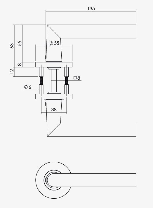 Intersteel deurklink Jura op geveerde rozet ø55x8mm aluminium zwart - Afbeelding 2