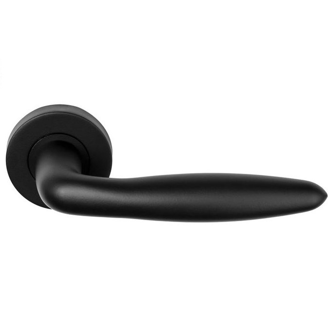 Deurkruk BASIC LBXVIIIH op ronde rozet Mat Zwart