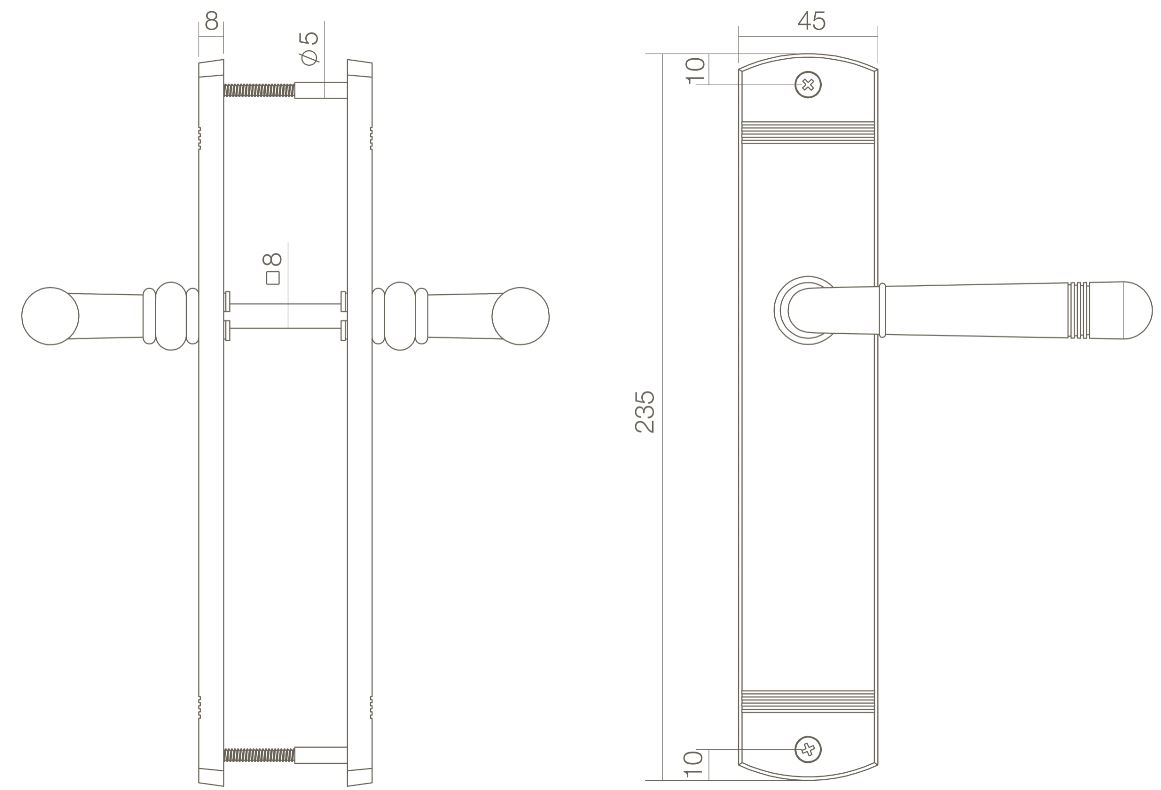 Intersteel Deurkruk Helena op schild blind messing gelakt