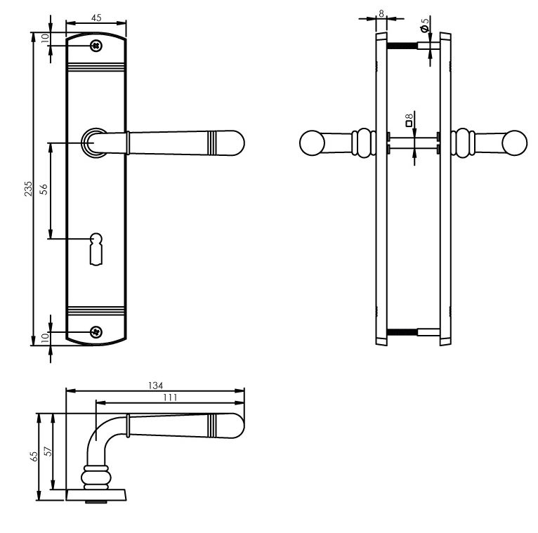 Intersteel Deurkruk Helena op schild SL56 Messing Gelakt
