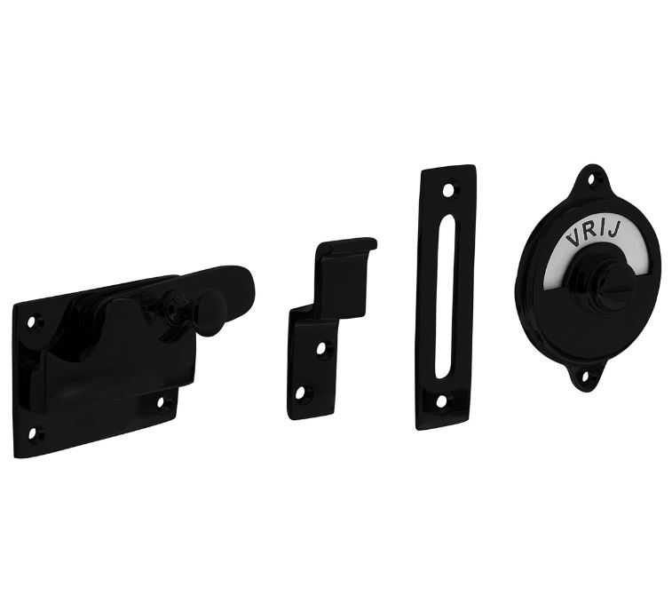 WC-overslag vlak met tekst "vrij / bezet" mat zwart