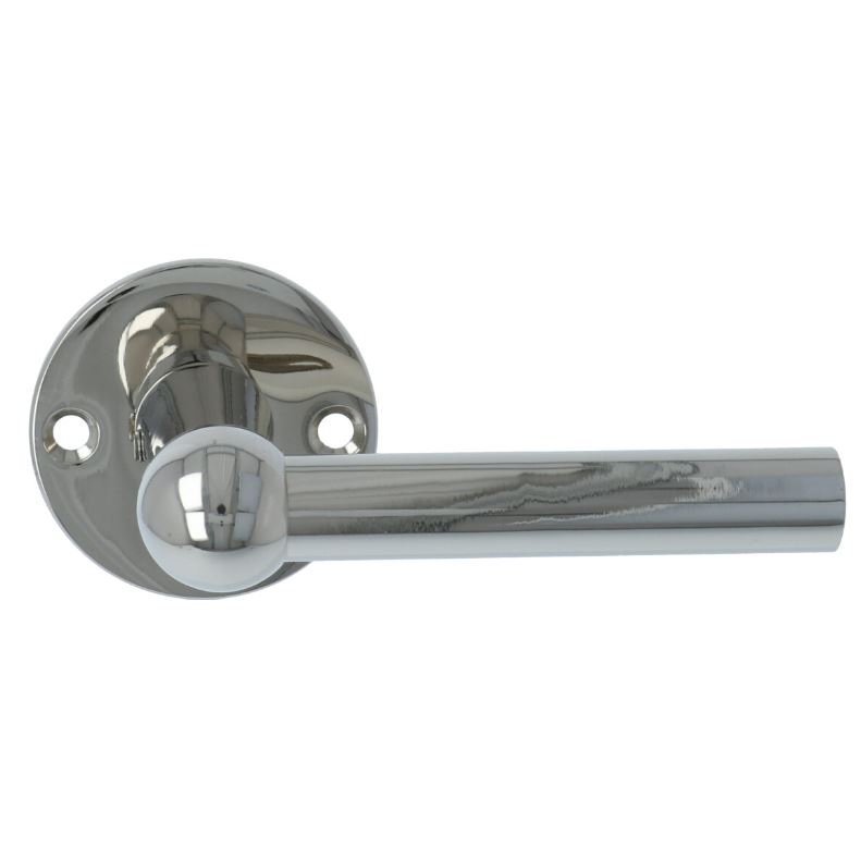 Deurklink L-Model glans nikkel Met Rond rozet