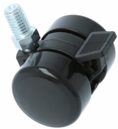 Zwenkwiel met rem voor stoelen met zacht zwart loopvlak M8