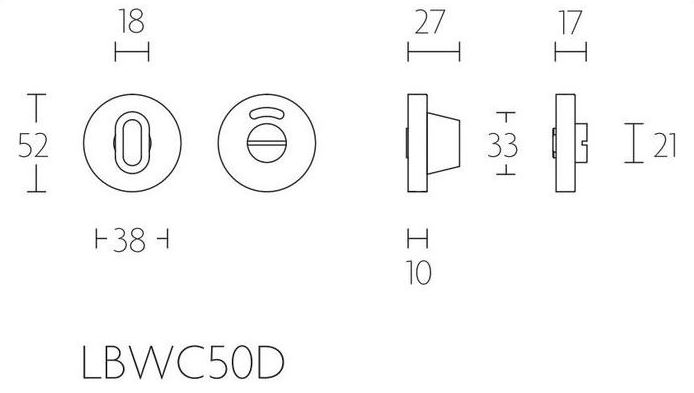 WC-Sluiting Rond 52 mm PVD mat goud - Afbeelding 2