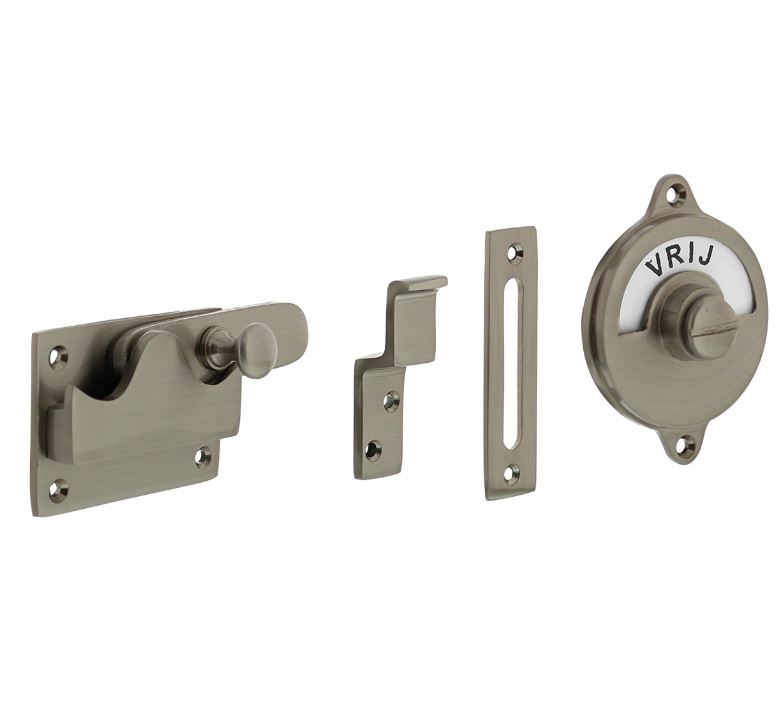 Intersteel wc-overslag vlak en tekst “vrij / bezet” nikkel mat