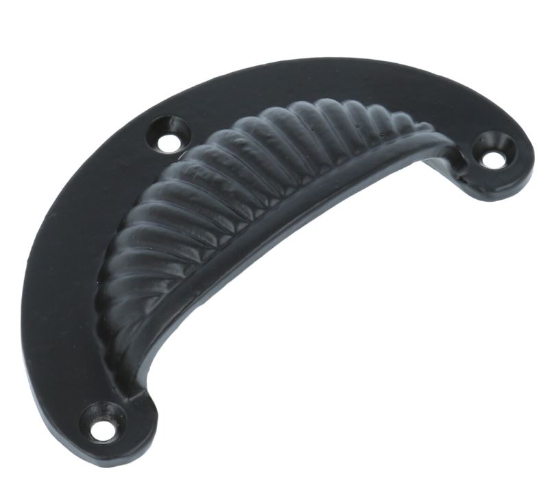 Komgreep massief ribbel ijzer zwart 110x50 mm