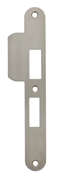 Sluitplaat 192x25x1,5mm afgerond met korte lip, DIN rechts rvs