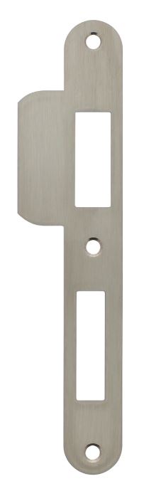 Sluitplaat 192x25x1,5mm afgerond met korte lip DIN rechts rvs