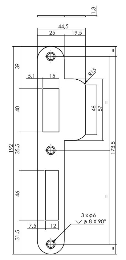 Intersteel Sluitplaat 192x25x1,5mm afgerond met korte lip DIN links rvs - Afbeelding 2
