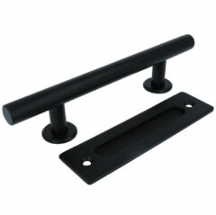 Set schuifdeurgrepen buisgreep / infreesgreep mat zwart