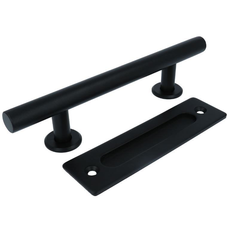 Set schuifdeurgrepen buisgreep / infreesgreep mat zwart