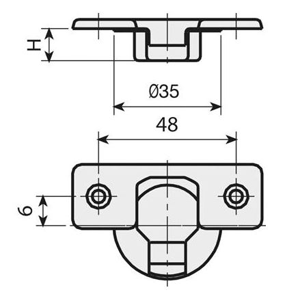 Potscharnier push-to-open Mesuco 143 volledig opdek opschroefbaar 48 mm - Afbeelding 2