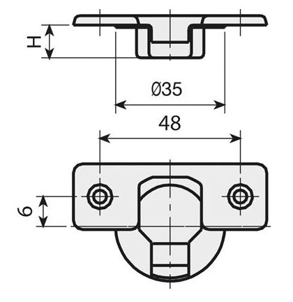 Potscharnier push-to-open Mesuco 143 half opdek opschroefbaar 48 mm - Afbeelding 2