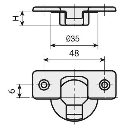 Potscharnier push-to-open Mesuco 143 inliggend opschroefbaar 48 mm - Afbeelding 2
