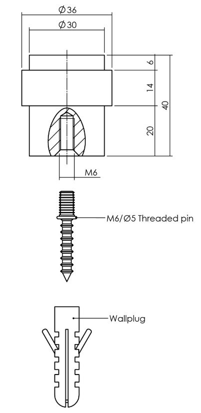 Intersteel deurstop Vloermontage ø30x40mm zwart - Afbeelding 2