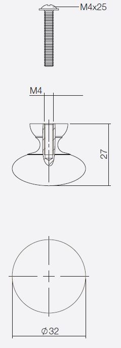 Intersteel Meubelknop paddenstoel Ø32mm zwart - Afbeelding 2
