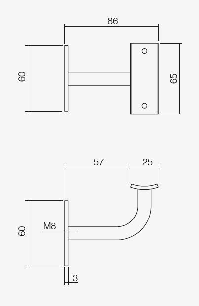 Intersteel Leuninghouder gebogen vierkant hol zwart - Afbeelding 2