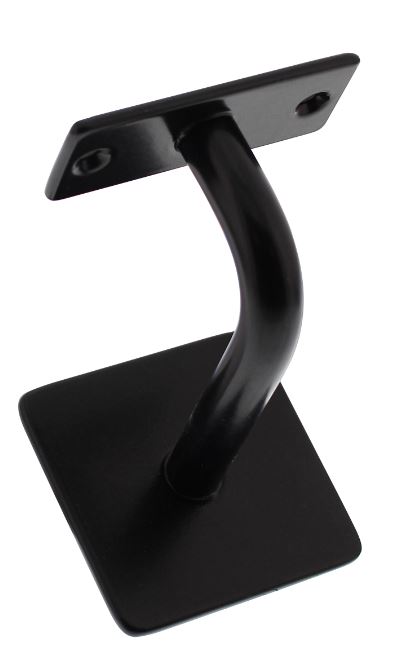 Leuninghouder gebogen vierkant vlak zwart
