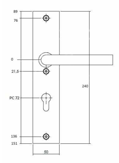 Buva Langschilden Knop/Kruk met Kerntrekbeveiliging Serie 3400 PC72 SKG*** Zwart