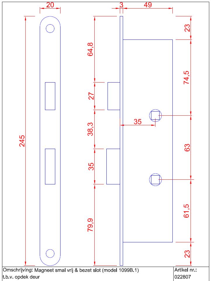 Magneet smal vrij- bezetslot Met Zwarte Ronde Voorplaat