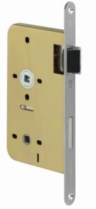 P+E Vrij- en bezetslot WC72 DIN rechts met rvs geborstelde voorplaat 235x20mm