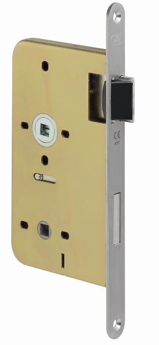 P+E Vrij- en bezetslot WC72 DIN rechts met rvs geborstelde voorplaat 235x20mm