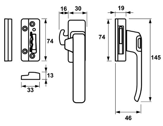 AXA Raamsluiting rechts 3327 aluminium F1