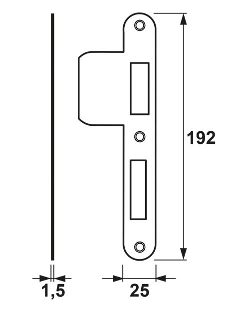 AXA Sluitplaat verlengde lip veiligheidsdeurslot 7425 DIN PC72 rechts