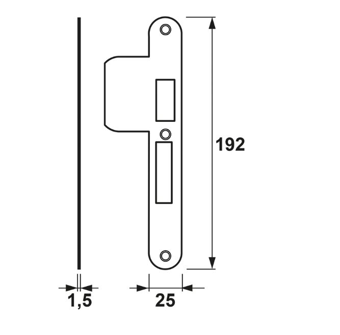 AXA Sluitplaat verlengde lip veiligheidsdeurslot 7426 PC55 DIN rechts