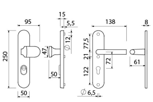 AMI Veiligheidsgarnituur VARO Ovaal met kerntrekbeveiliging PC72 SKG*** Aluminium F1