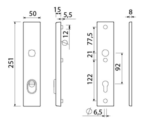 AMI Veiligheidslangschilden Rechthoekig met kerntrekbeveiliging PC92 SKG*** Aluminium F1