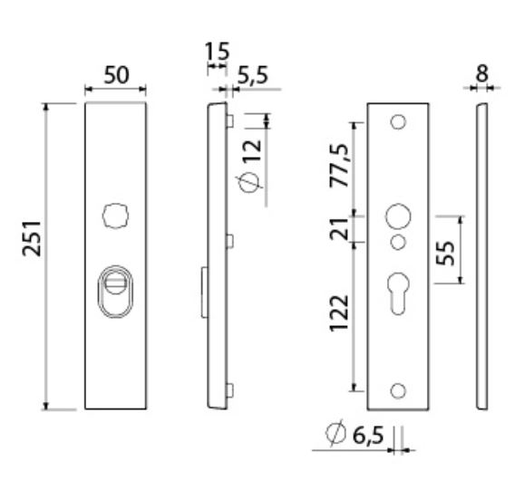 AMI Veiligheidslangschilden Ovaal met kerntrekbeveiliging PC55 SKG*** Aluminium F1