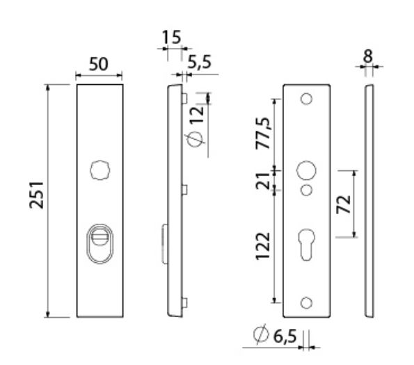 Ami veiligheidslangschilden PC72 rechthoekig met kerntrekbeveiliging SKG3 aluminium F1 - Afbeelding 2