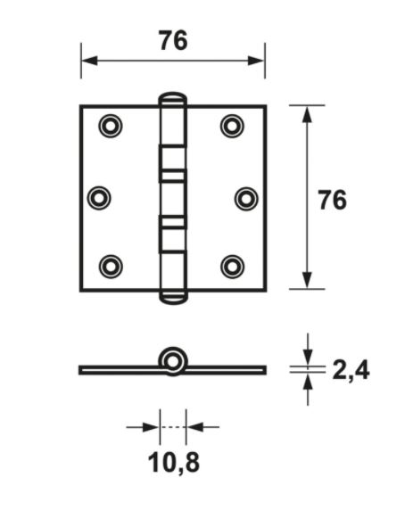 AXA Kogellagerscharnier 76x76 Verzinkt Rechte Hoeken