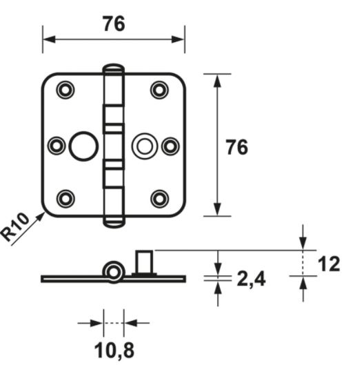 AXA Kogellagerscharnier SKG** 76x76 Verzink Ronde Hoeken