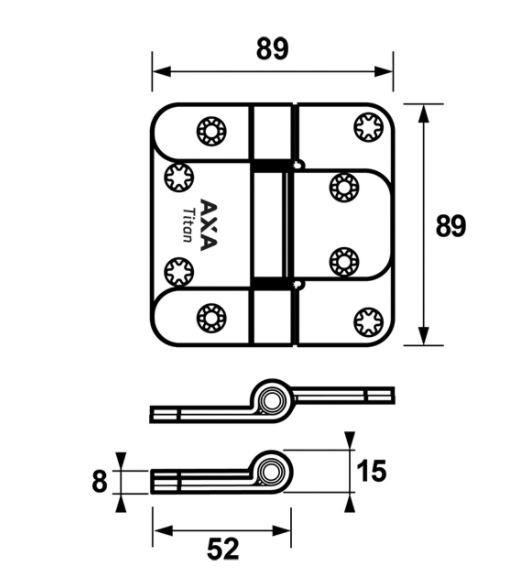 AXA Titan Scharnier 89x89 Staal Gegalvaniseerd