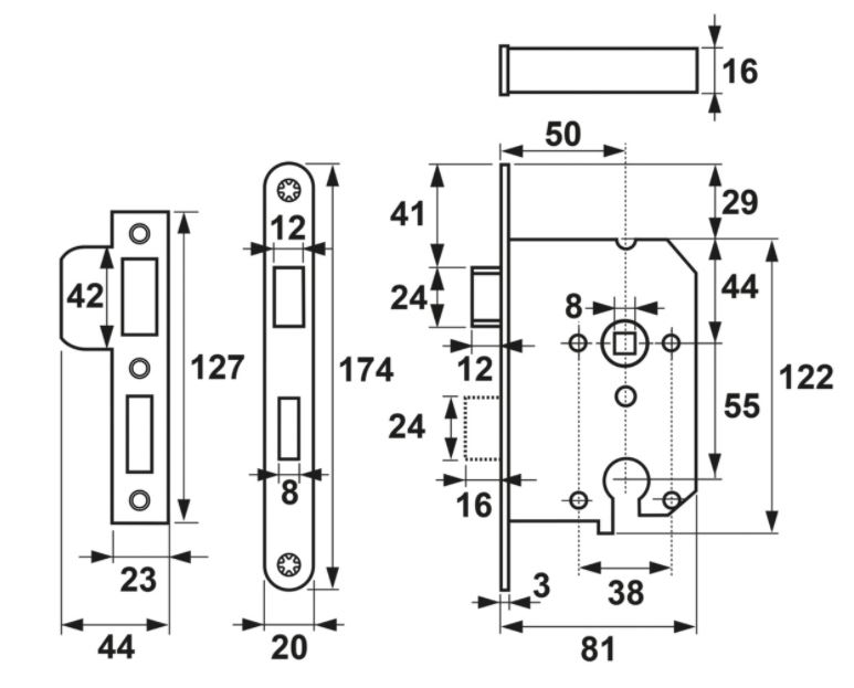 AXA dag-nachtslot cilinder PC55 met Witte Voorplaat