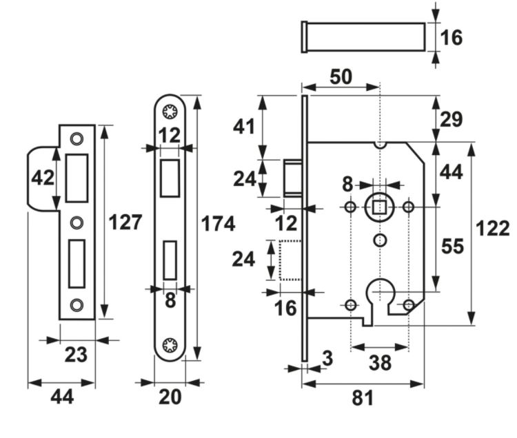 AXA dag-nachtslot cilinder PC55 met RVS Voorplaat