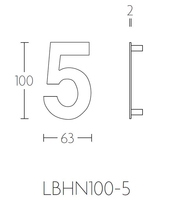 BASICS Huisnummer LBHN100-5 PVD Mat RVS