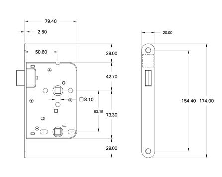 Mauer Magneet Bad/WC Slot 1545 Met Zwarte Voorplaat