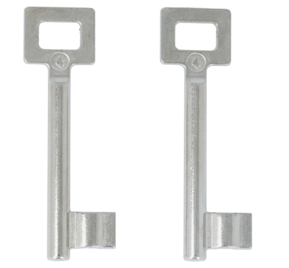 2 Sleutels Nr. 4 voor Binnendeursloten BB Van Dulimex