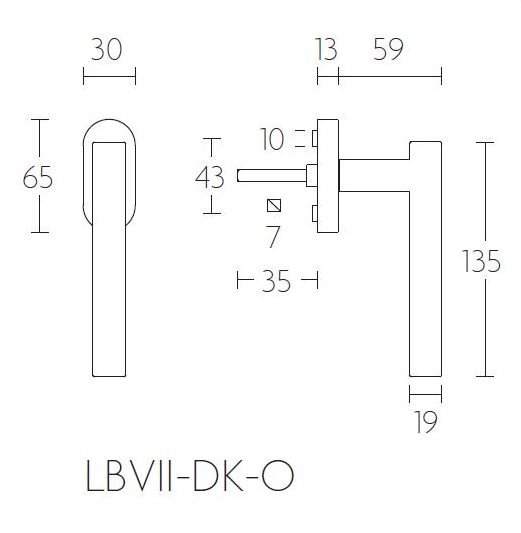 Draaikiepgarnituur BASIC LBVII-19-DK-O PVD mat goud