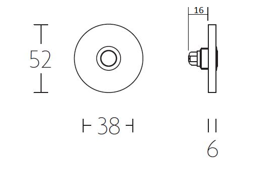 Beldrukker Rond 52 mm mat rvs - Afbeelding 2