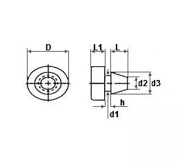 10 Aanslagdopjes voor deurkozijnen 11X1X6X1,7 Vlak Zwart